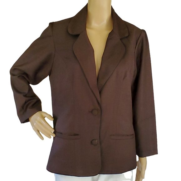 S. Salvatore Chocolate Brown Women's M Blazer Jacket Buttons Pockets - Picture 2 of 12